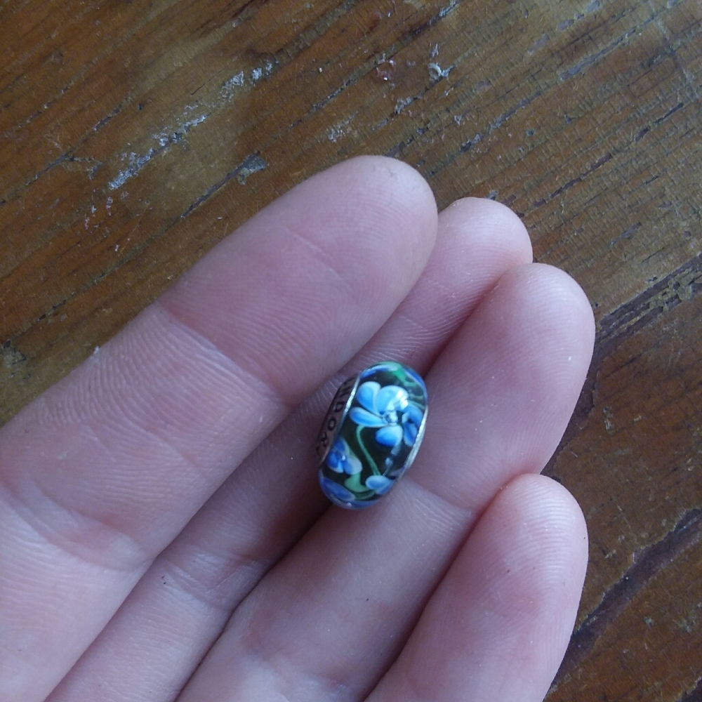 Glass/silver Pandora bead